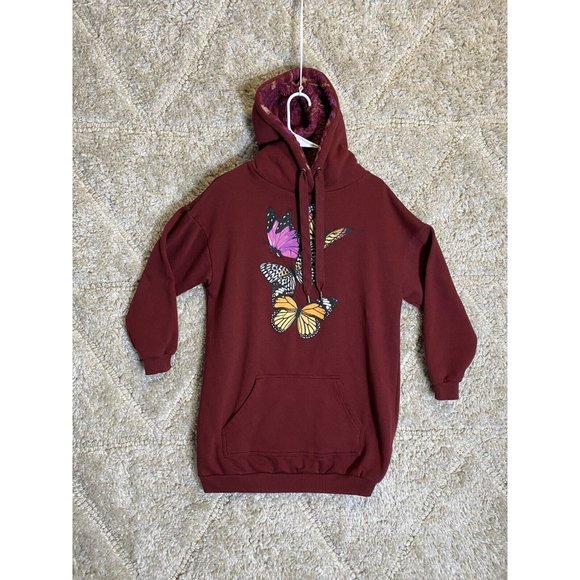 No Boundaries Women's Tunic Hoodie Large 11-13 Butterfly Graphic Logo - Picture 1 of 12